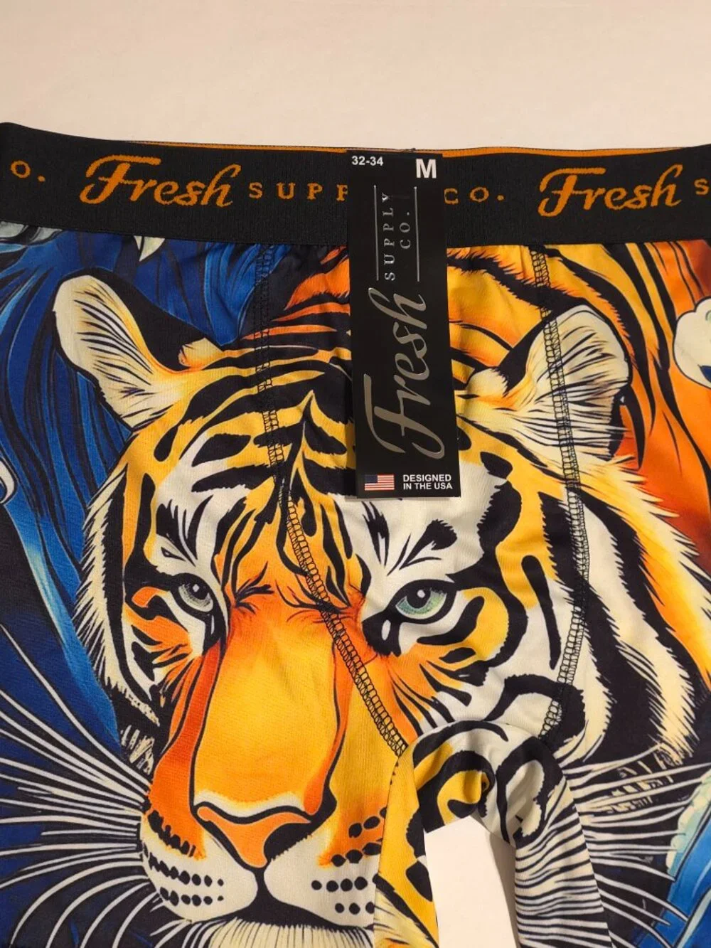 Fresh Supply Co. Tiger Wave Graphic Boxer Briefs - Men's M 32-34
